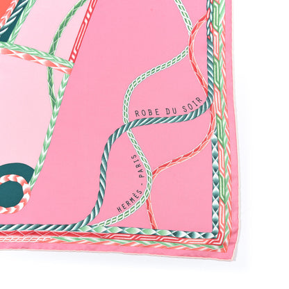 Hermes Silk Robe Du Soir Scarf 90 Rose Bonbon Gris Vert 4 of 5