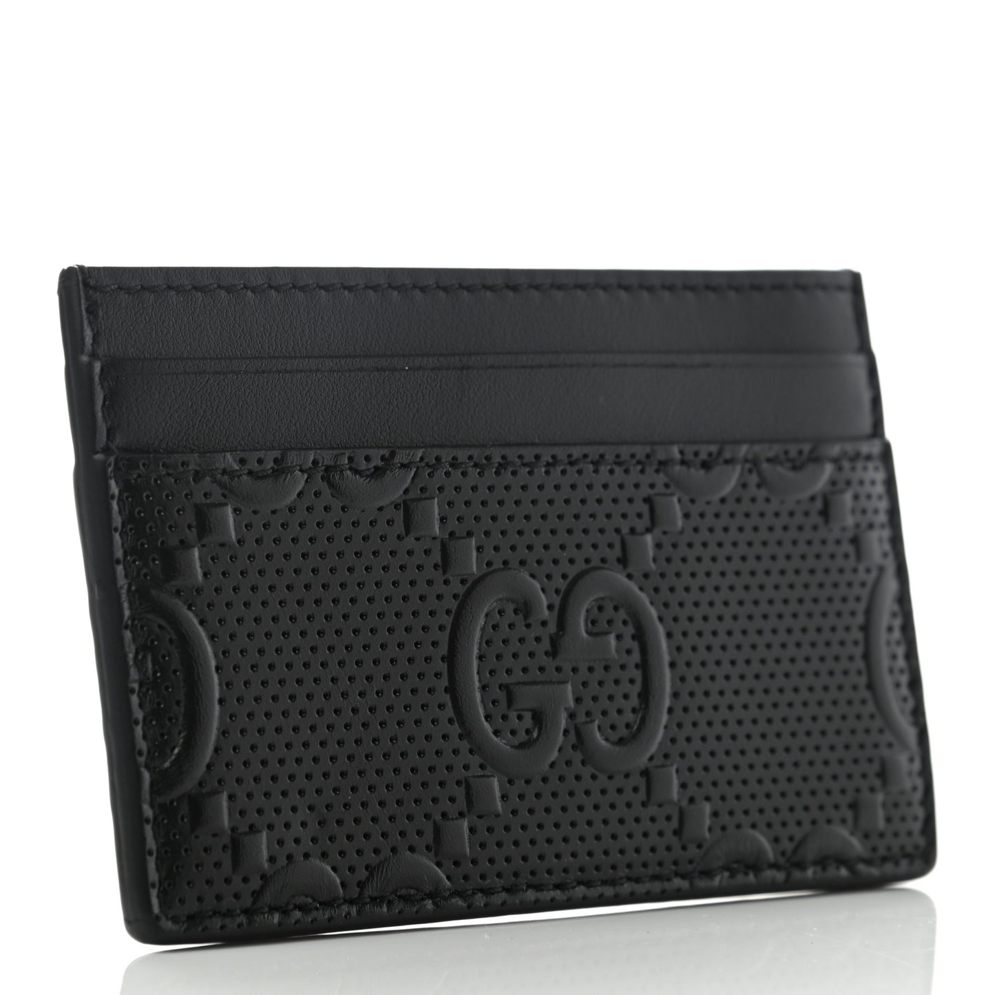 Calfskin GG Tennis Embossed Card Holder Black