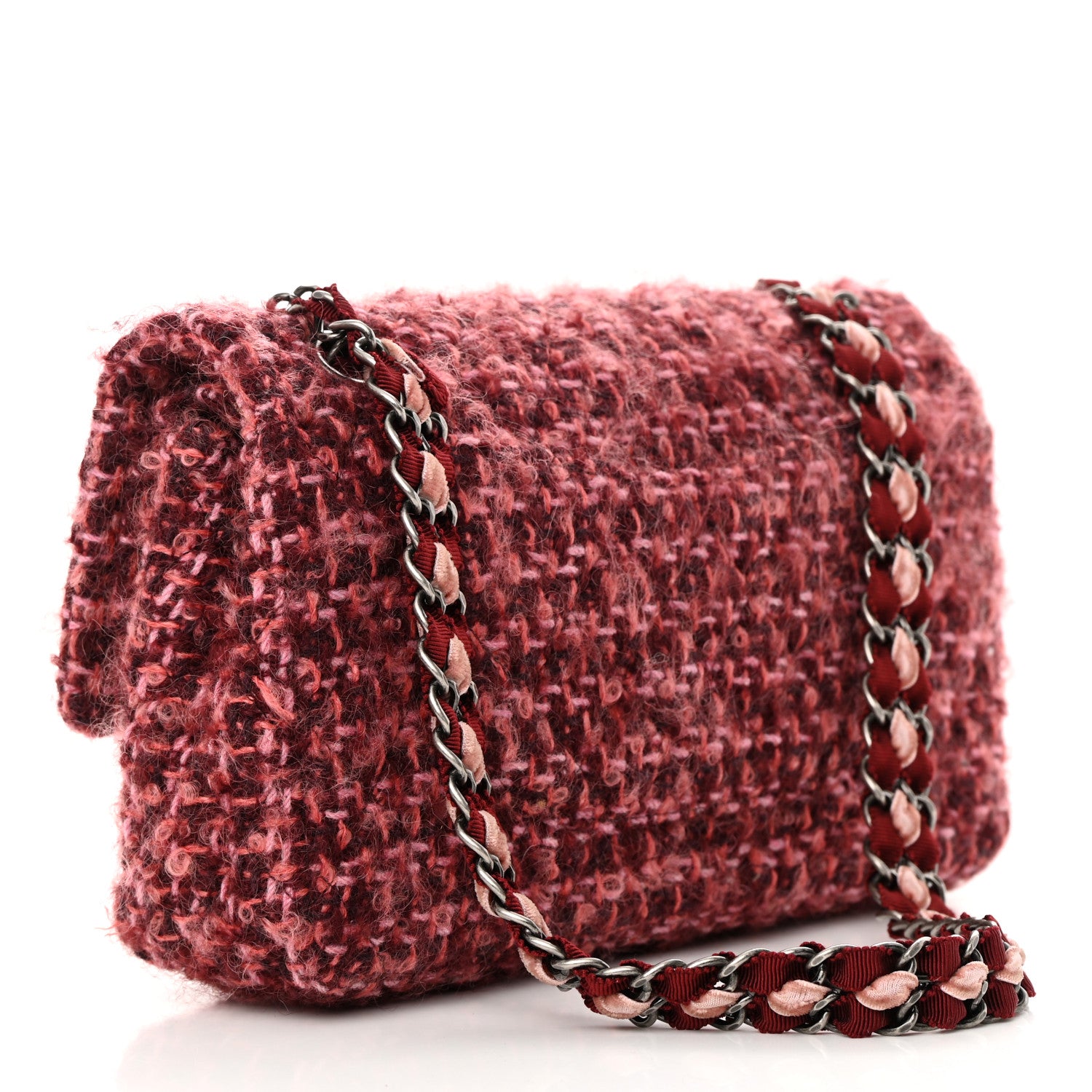 Chanel Tweed Quilted Medium Double Flap Red 2 of 14