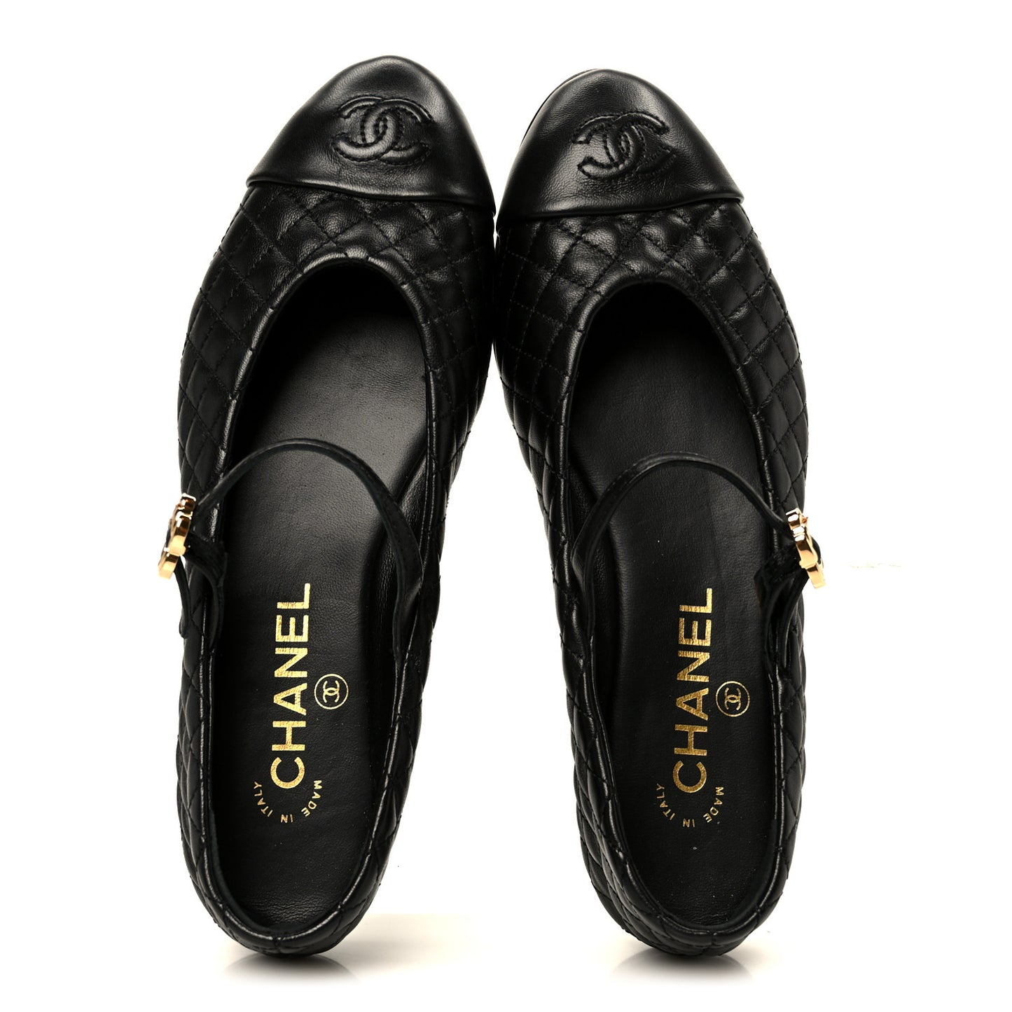 Lambskin Quilted Mary Jane Flats 36.5 Black