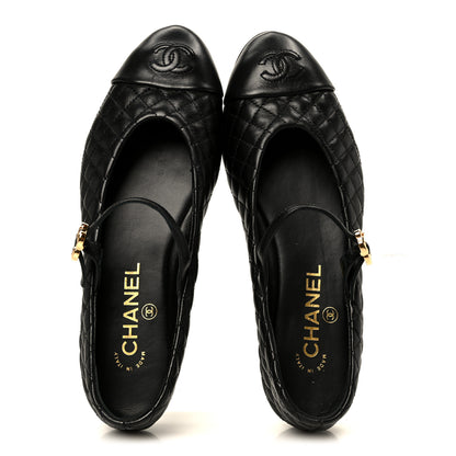 Chanel Lambskin Quilted Mary Jane Flats 36.5 Black 2 of 10