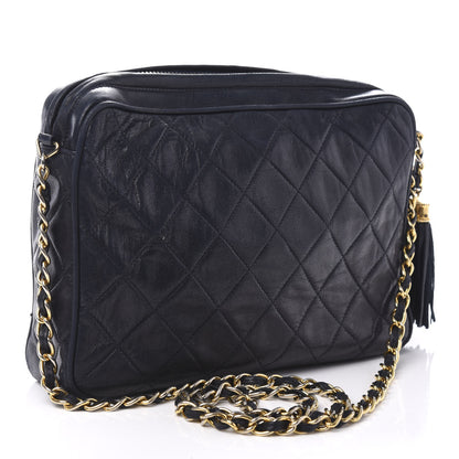 Chanel Lambskin Quilted CC Tassel Camera Case Navy 3 of 12
