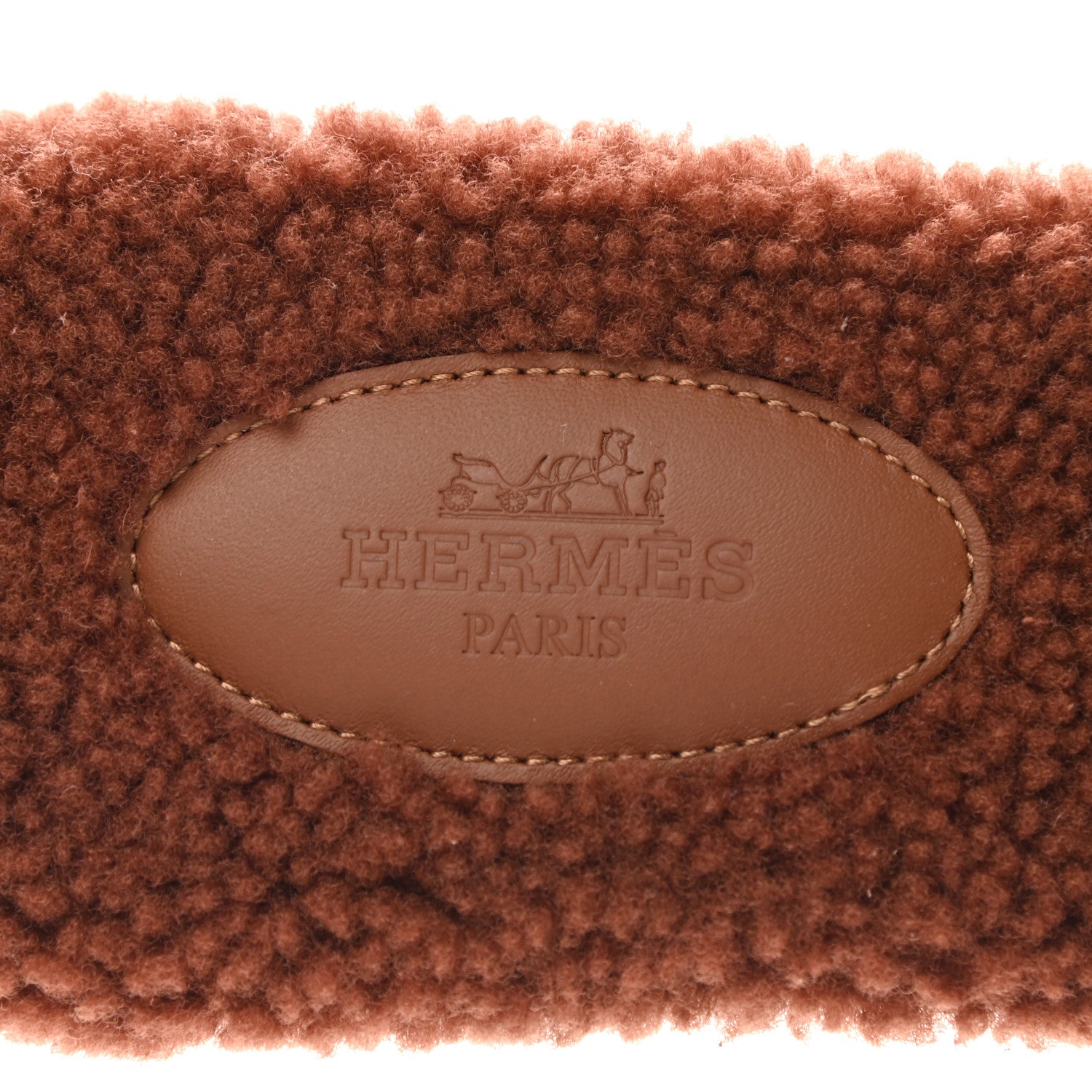 Hermes Woolskin Oran Sandals 38.5 Cognac 7 of 9