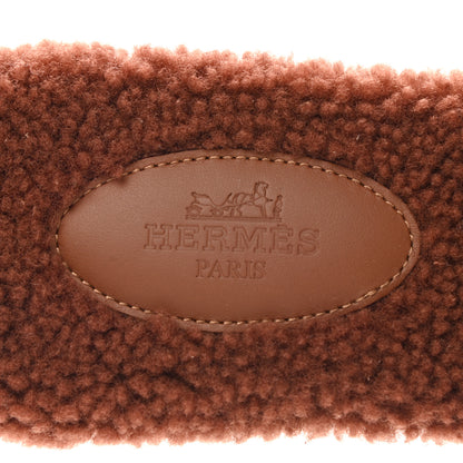 Hermes Woolskin Oran Sandals 38.5 Cognac 7 of 9