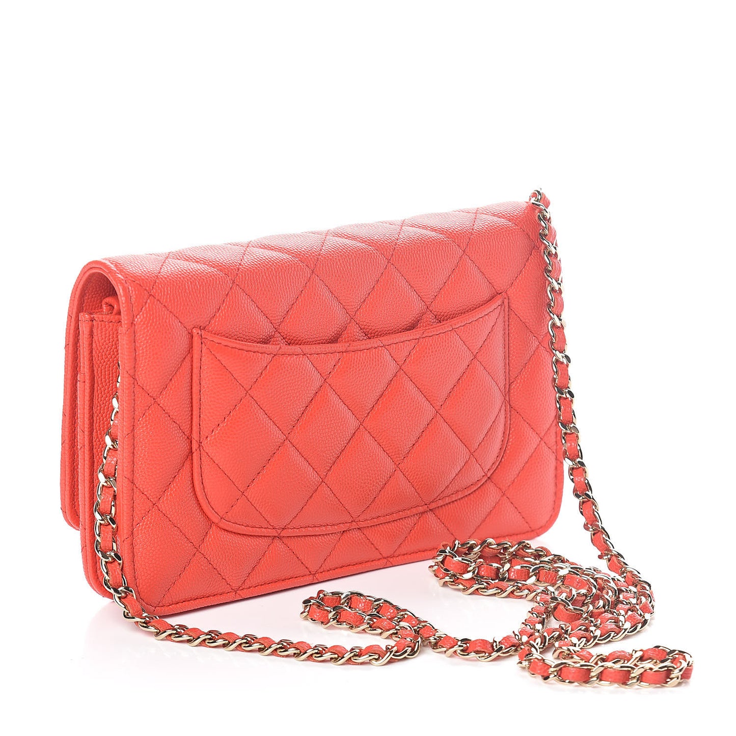 Caviar Quilted Wallet on Chain WOC Red