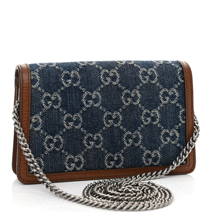 Gucci New Denim GG Monogram Dollar Calfskin Enamel Super Mini Dionysus Shoulder Bag Blue Tea Cuir Epilog Electric Blue 3 of 9