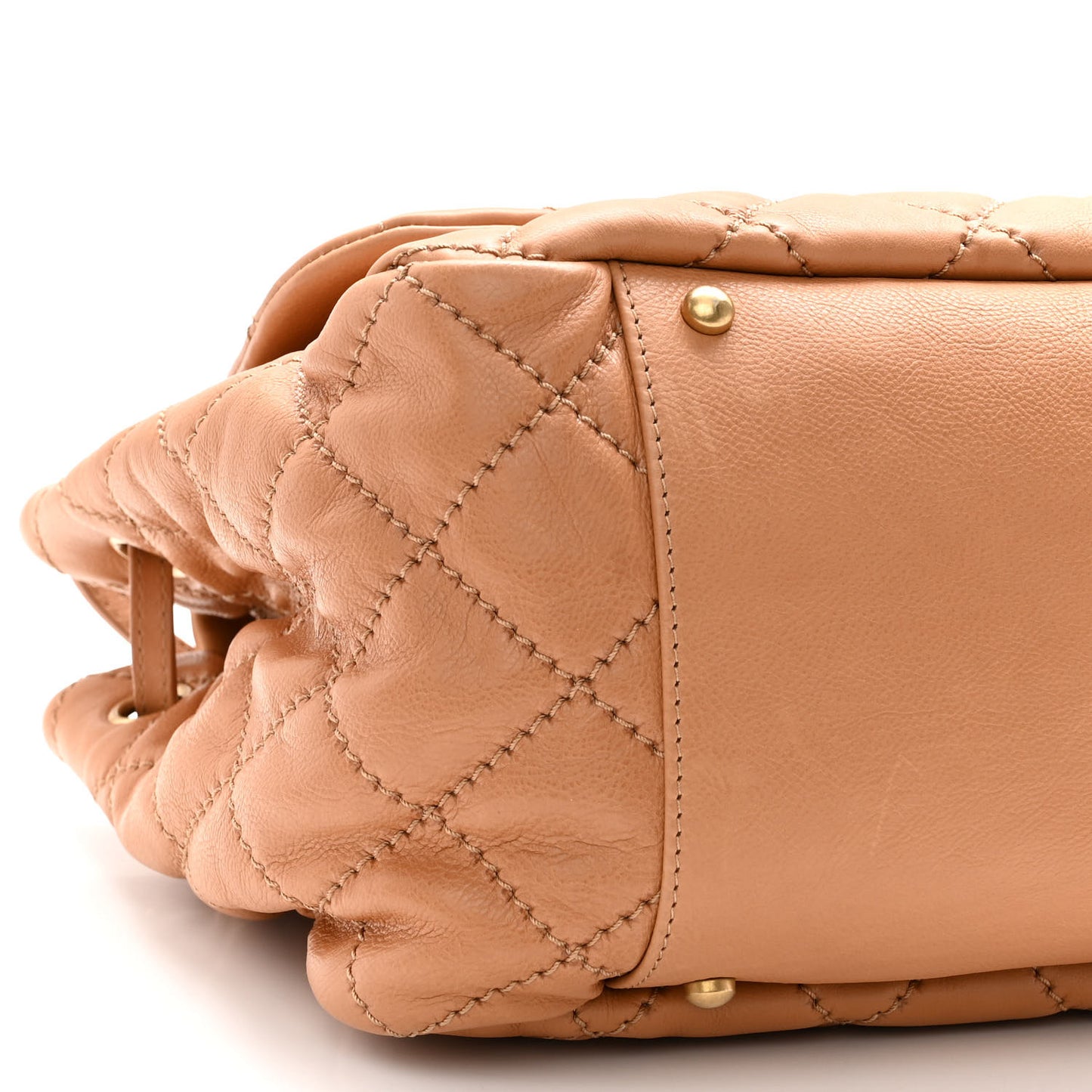 Calfskin Quilted Jumbo Retro Chain Accordion Flap Dark Beige