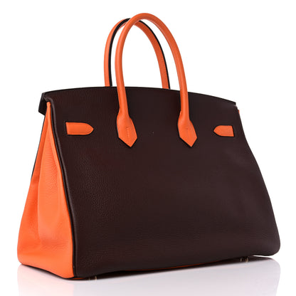 Hermes Togo Bi-Color Birkin 35 Chocolate Orange 3 of 15