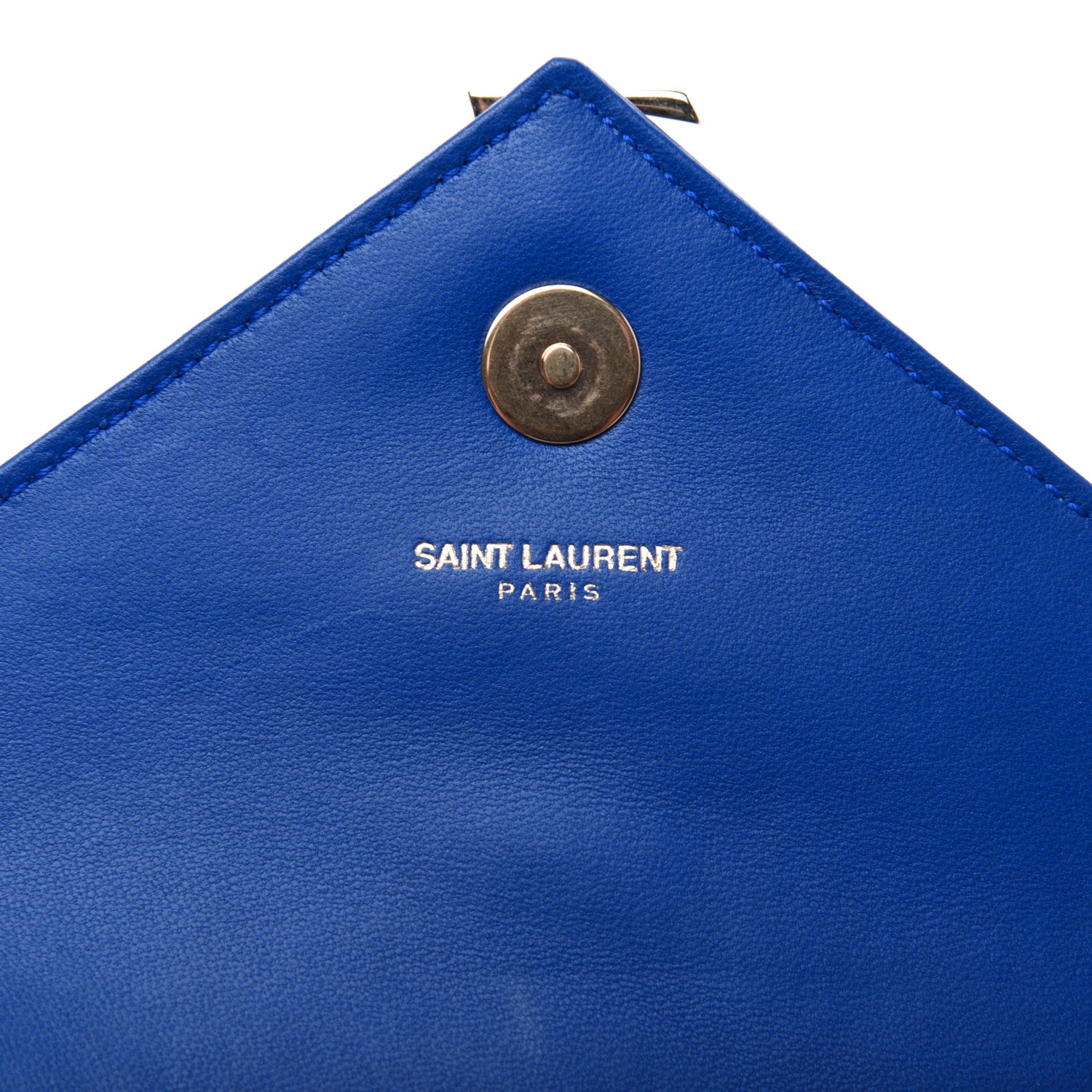 Saint Laurent Sheepskin Matelasse Chevron Monogram Classic Baby Chain Bag Blue Majorelle 10 of 17
