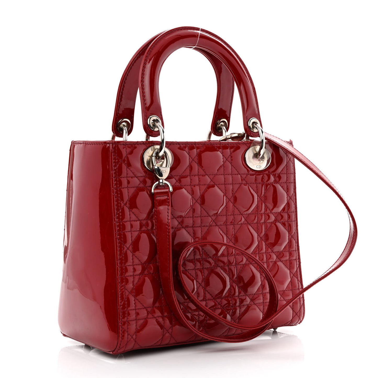 Patent Cannage Medium Lady Dior Red