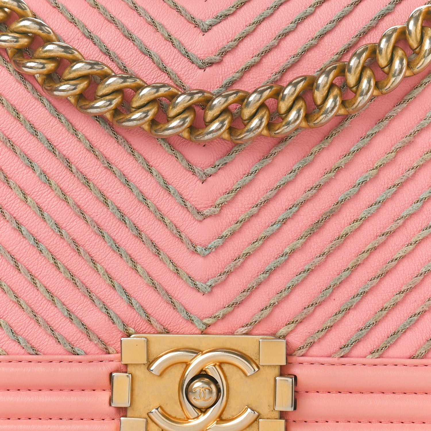 Chanel Calfskin Chevron Embroidered Medium Boy By The Sea Flap Pink 9 of 12