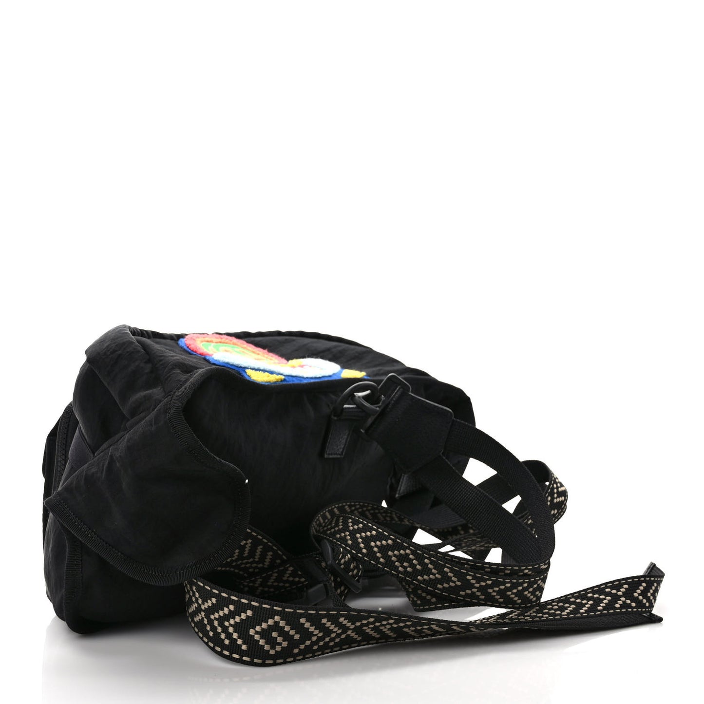Nylon 80s Logo Patch Belt Bag Black