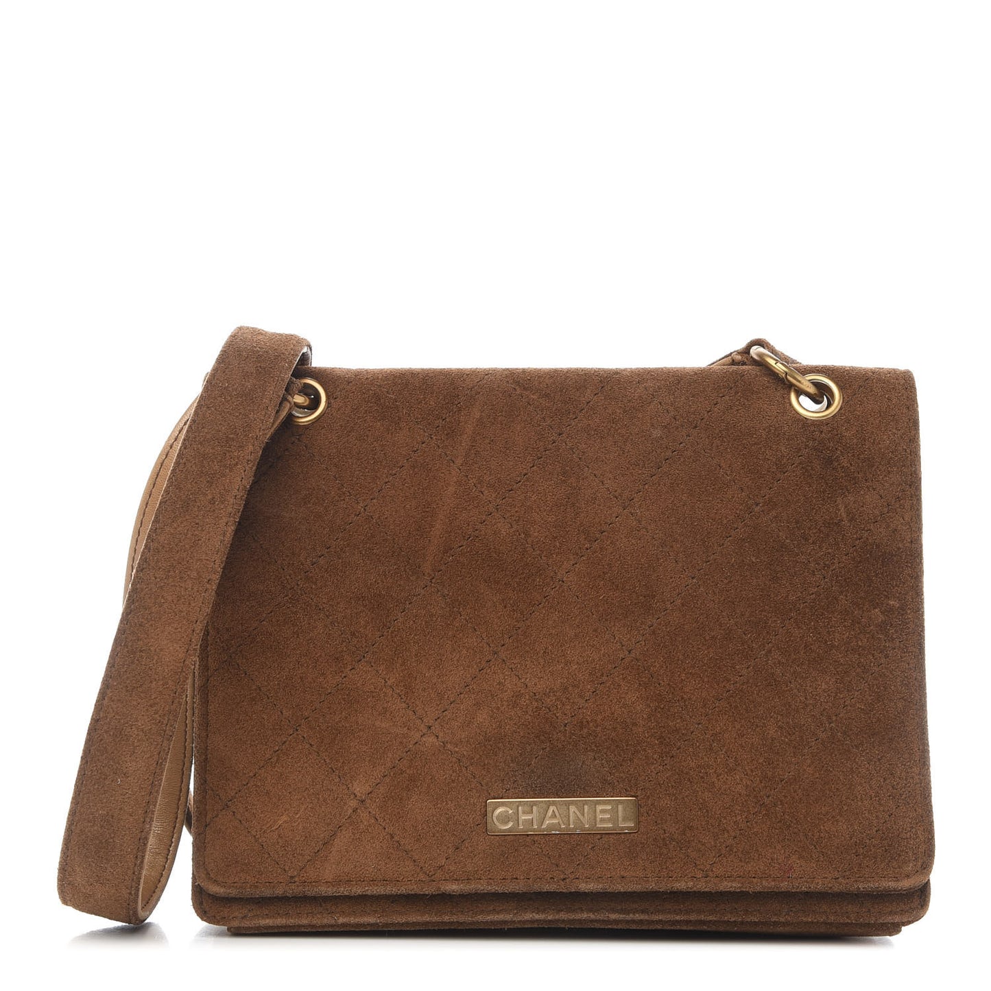 Suede Stitched Shoulder Bag Brown