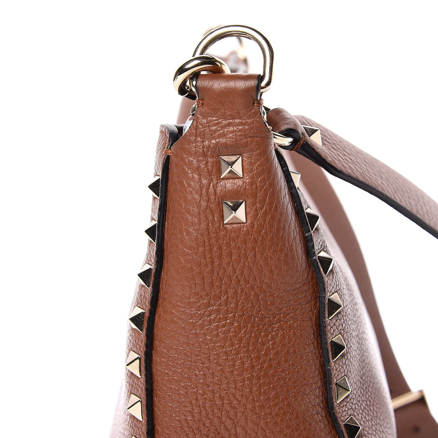Valentino Garavani Calfskin Small Rockstud Flip-Lock Messenger Bag Brown 8 of 8