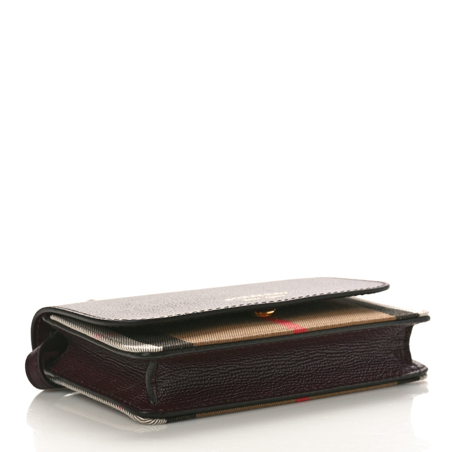 Grained Calfskin House Check Tartan Mix Hampshire Wallet On Chain Burgundy