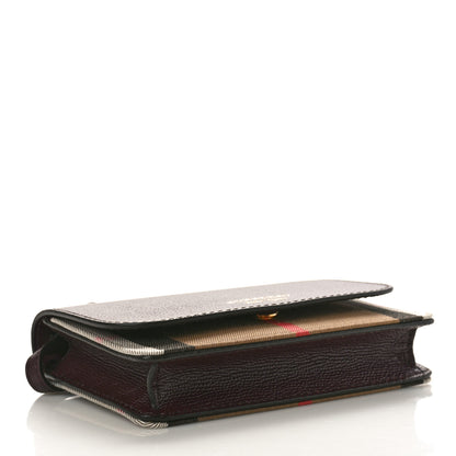 Burberry Grained Calfskin House Check Tartan Mix Hampshire Wallet On Chain Burgundy 4 of 8