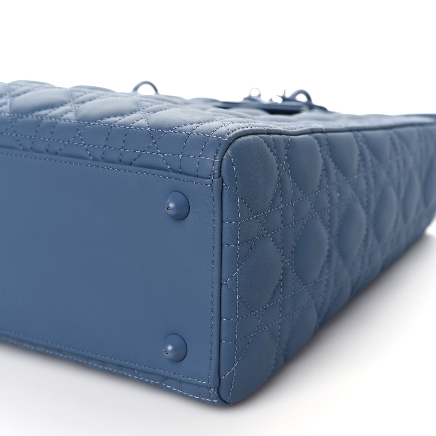 Ultra Matte Calfskin Cannage Large Lady Dior Denim Blue