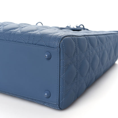 Christian Dior Ultra Matte Calfskin Cannage Large Lady Dior Denim Blue 10 of 10