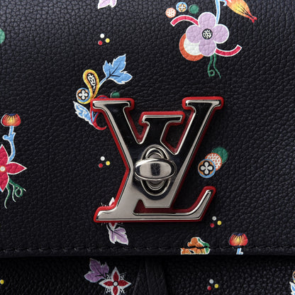 Louis Vuitton Calfskin Flower Lockme Mini Backpack Black Multicolor 4 of 8