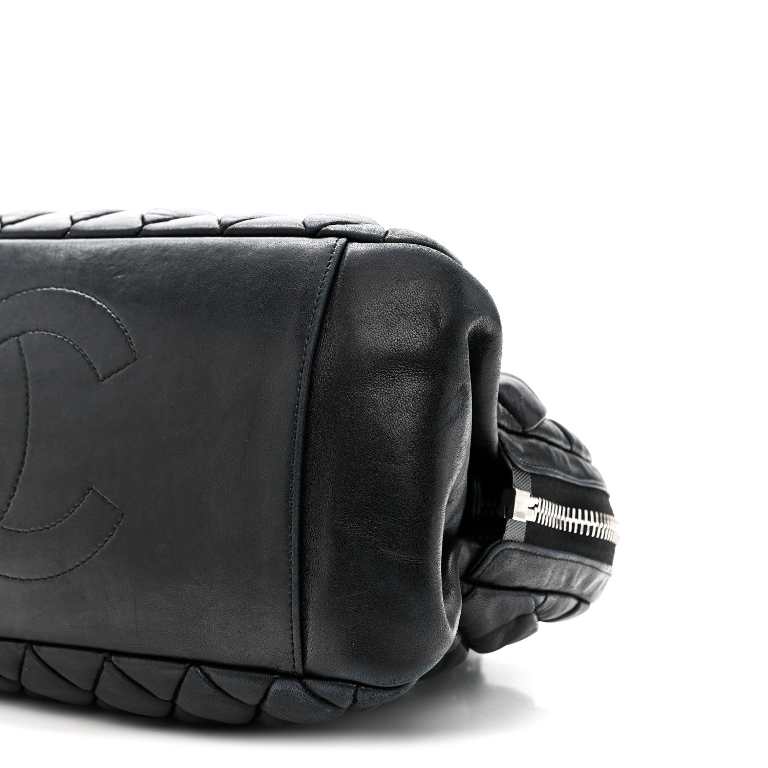 Chanel Lambskin Bubble Quilt Small Double Bowling Bag Black 9 of 11