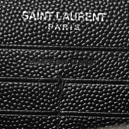 Saint Laurent Grain De Poudre Matelasse Chevron Monogram Chain Wallet Black 8 of 12