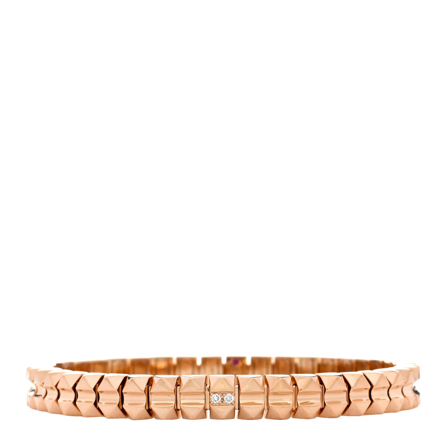 18K Rose Gold Diamond Obelisco Accent Flexible Bangle Bracelet