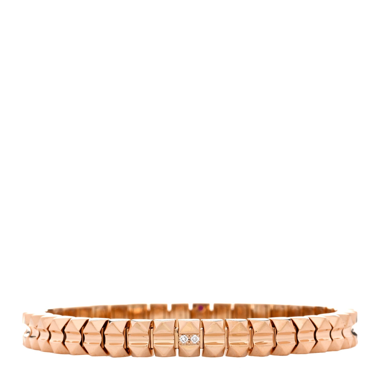 Roberto Coin 18K Rose Gold Diamond Obelisco Accent Flexible Bangle Bracelet 1 of 3