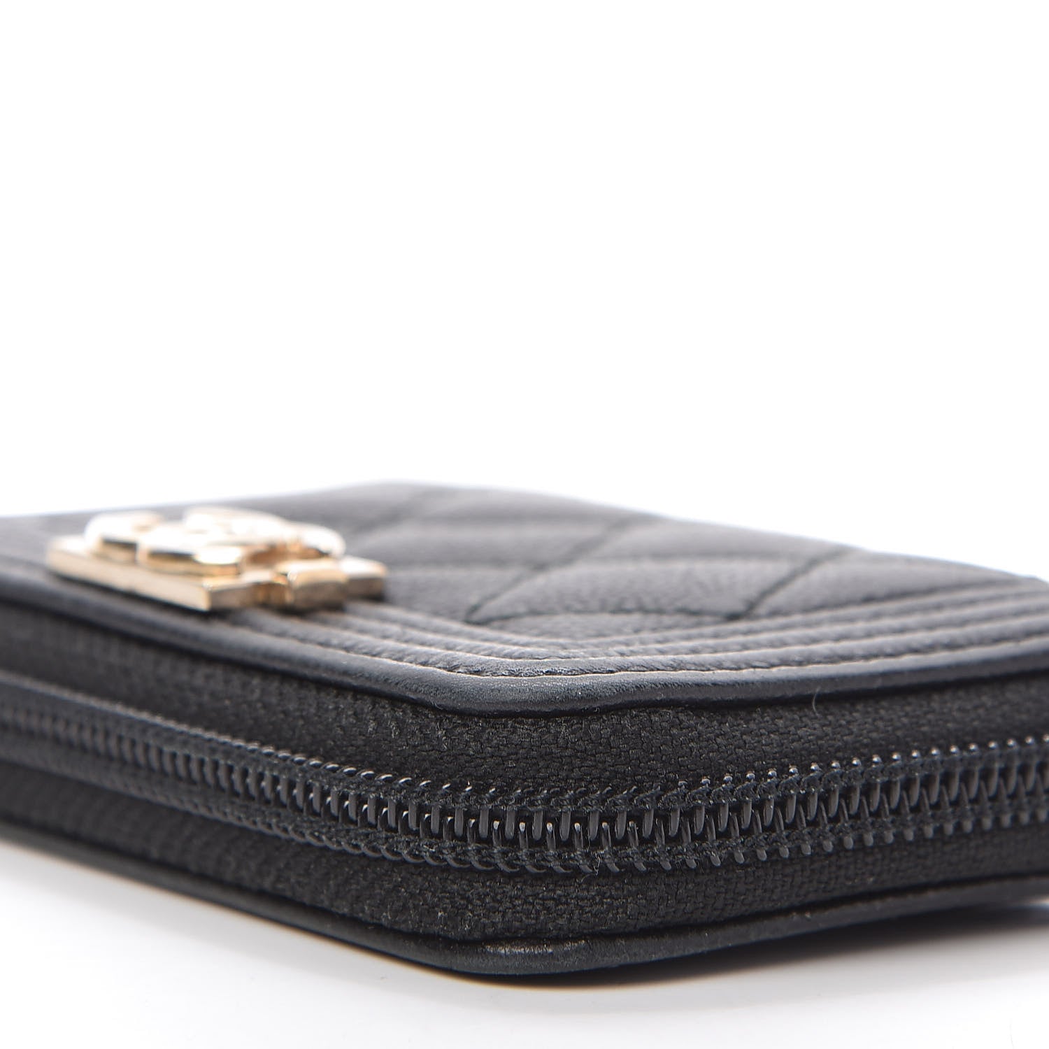 Chanel Caviar Quilted Boy Zip Around Coin Purse Wallet Black 10 of 11