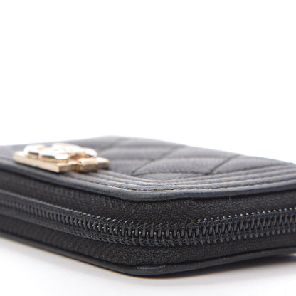 Chanel Caviar Quilted Boy Zip Around Coin Purse Wallet Black 10 of 11