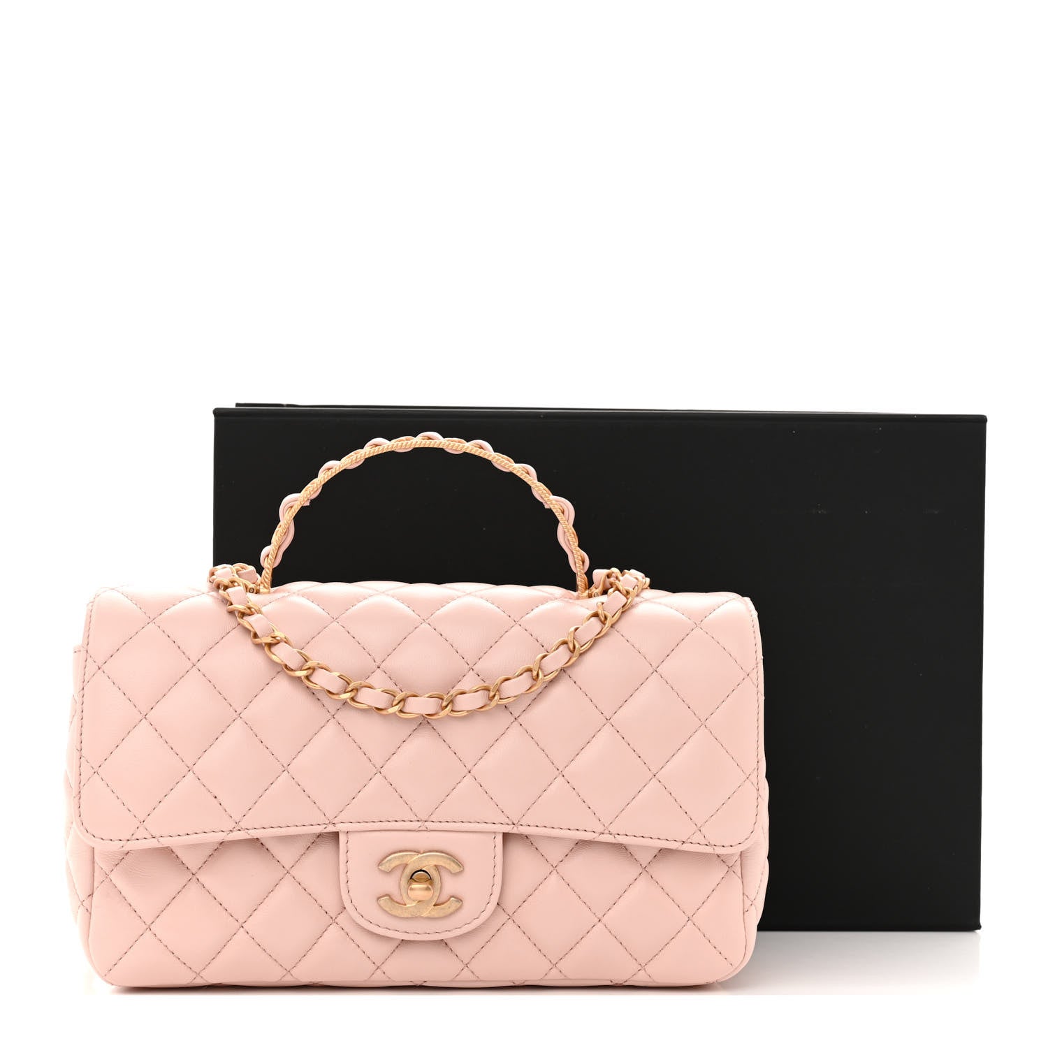 Chanel Lambskin Quilted Mini Top Handle Flap Pink 11 of 11