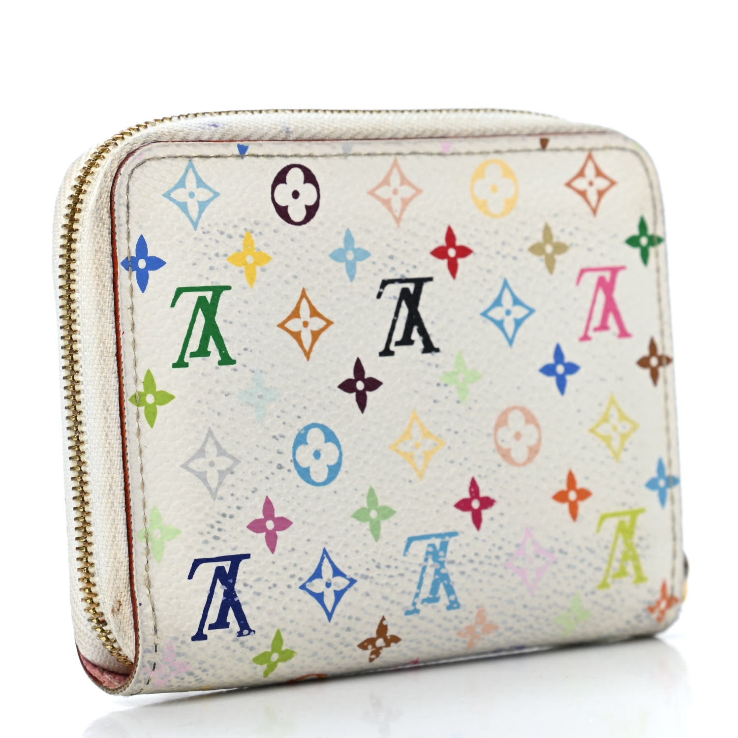 Louis Vuitton Monogram Multicolor Zippy Coin Purse Wallet White Litchi 2 of 4