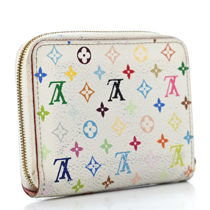 Louis Vuitton Monogram Multicolor Zippy Coin Purse Wallet White Litchi 2 of 4