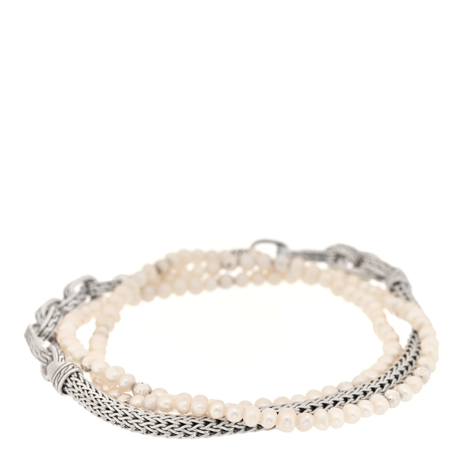 John Hardy Sterling Silver Freshwater Cultured Pearl Convertible Wrap Bracelet 2 of 3