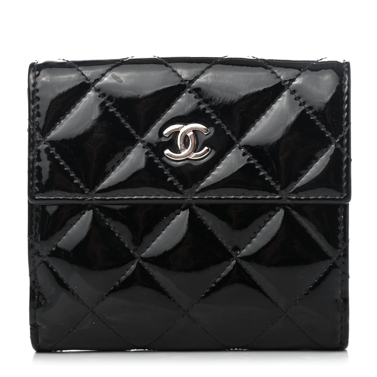 Chanel Patent Quilted Compact French Flap Wallet Black 1 of 4