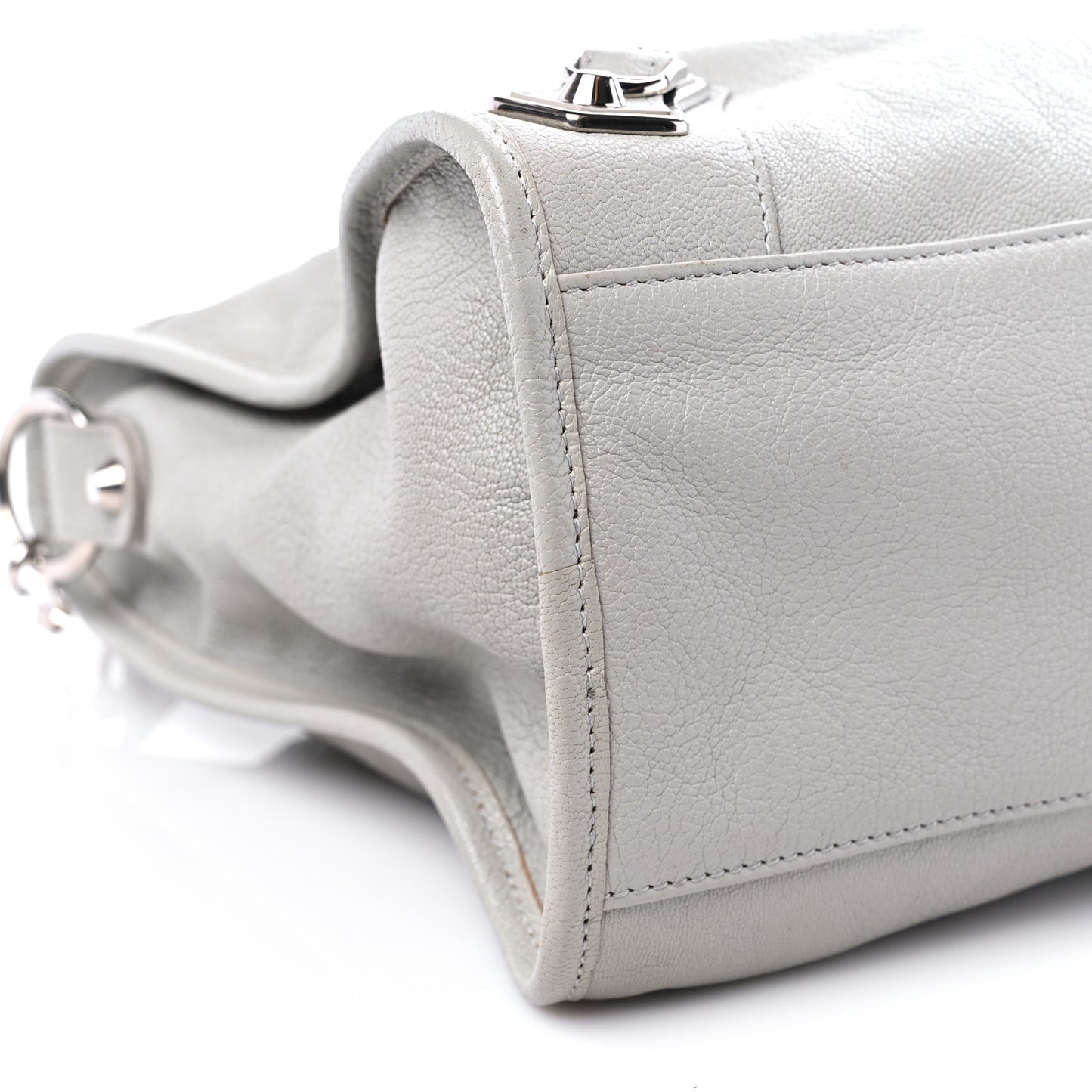 Chevre Silver Metallic Edge Hardware City Gris Glace