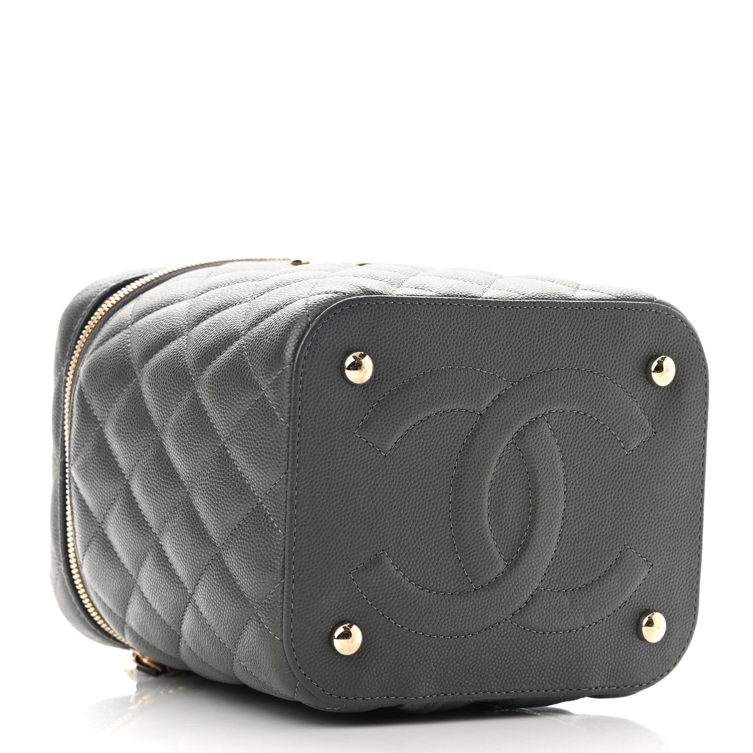 Chanel Caviar Quilted Small Top Handle Vanity Case With Chain Dark Grey 3 of 10