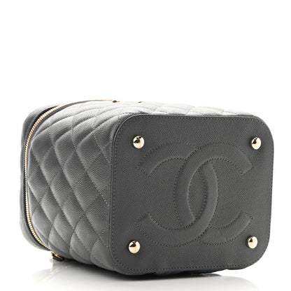 Chanel Caviar Quilted Small Top Handle Vanity Case With Chain Dark Grey 3 of 10