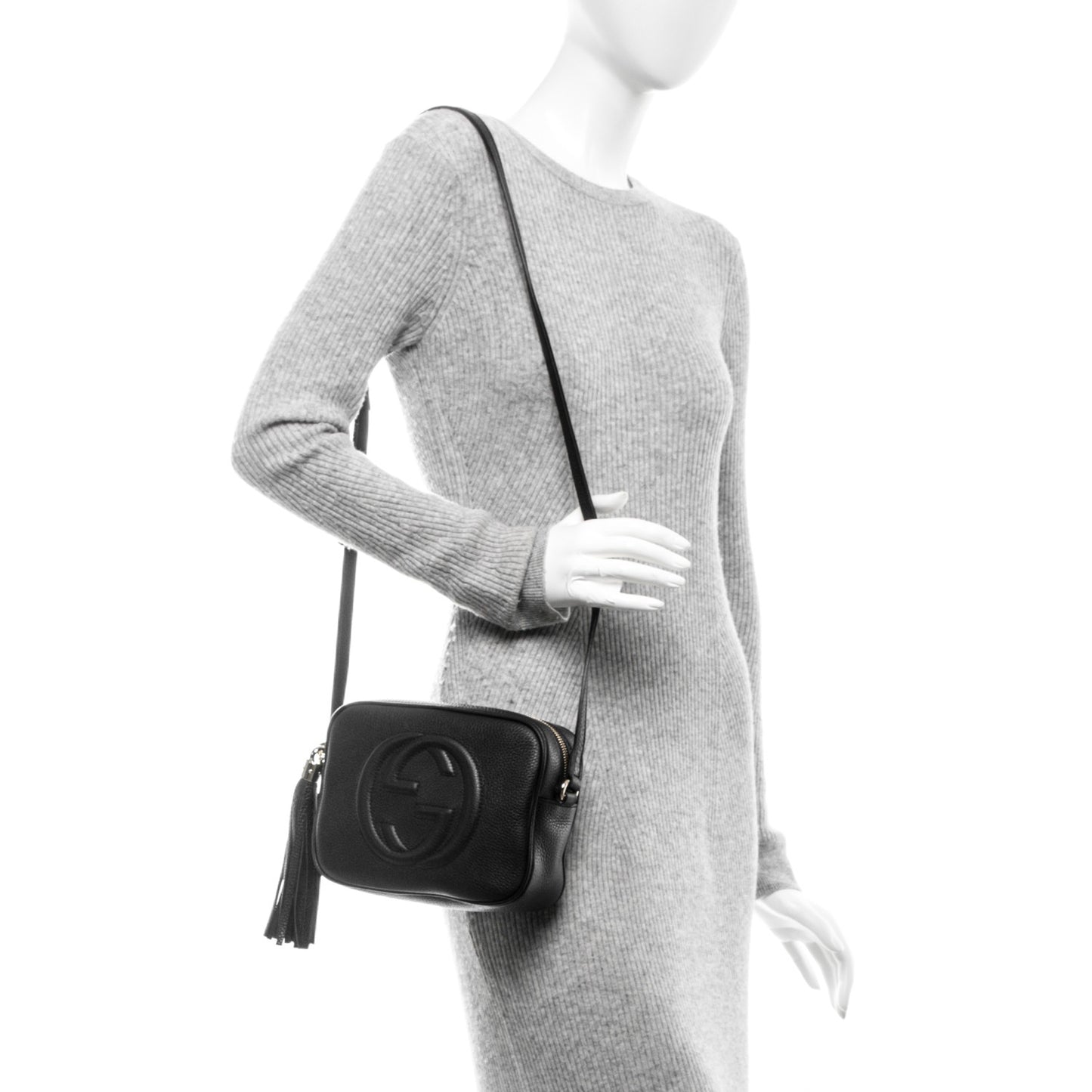 Pebbled Calfskin Small Soho Disco Bag Black