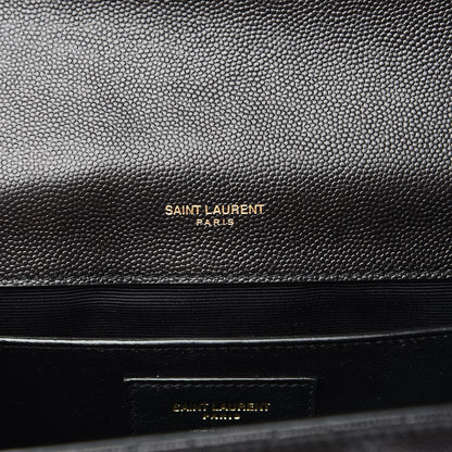 Saint Laurent Grain De Poudre Textured Mixed Matelasse Triquilt Medium Monogram Satchel Black 6 of 12