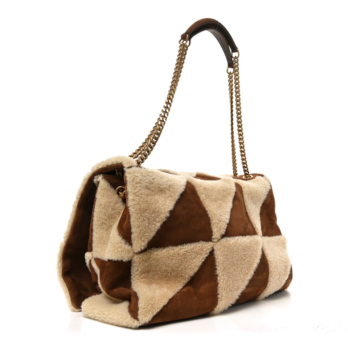 Suede Shearling Patchwork Monogram Giant Jamie Brown Beige
