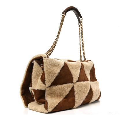 Saint Laurent Suede Shearling Patchwork Monogram Giant Jamie Brown Beige 3 of 10