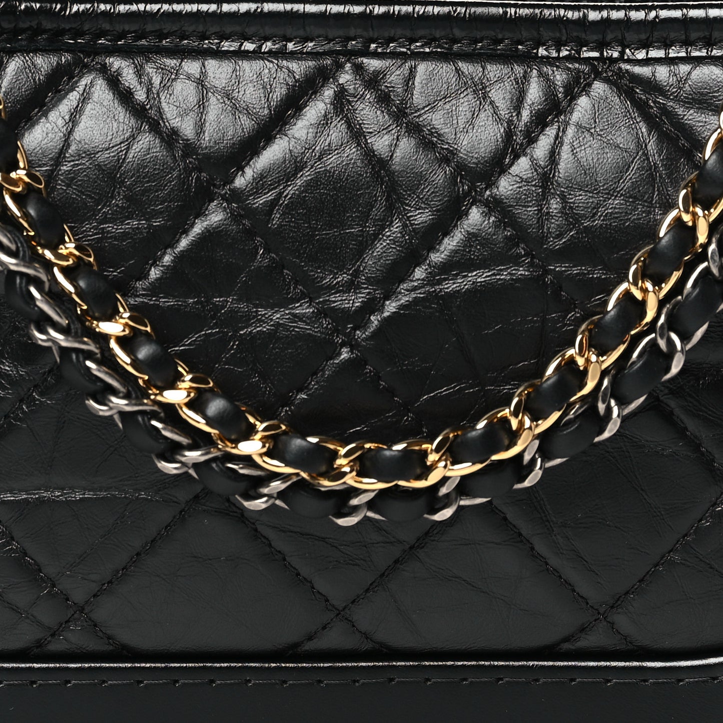 Aged Calfskin Quilted Small Gabrielle Logo Hobo Black