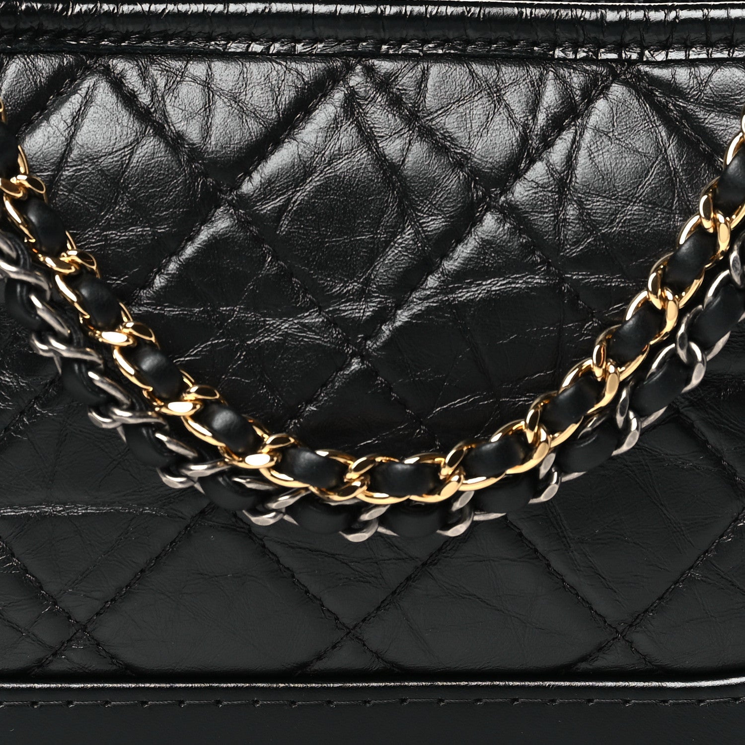 Chanel Aged Calfskin Quilted Small Gabrielle Logo Hobo Black 8 of 10