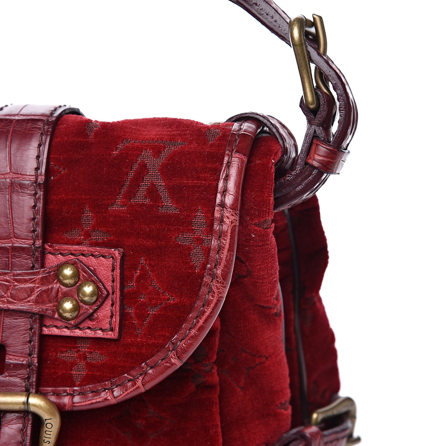 Monogram Velours Ostrich Clyde Red