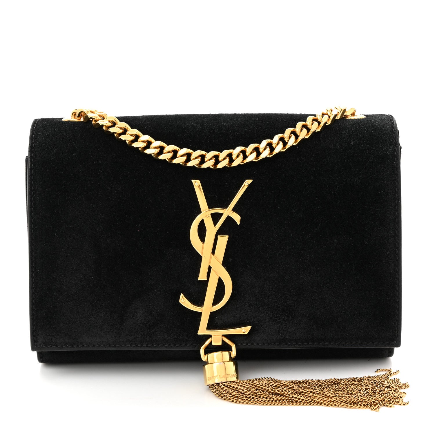 Saint Laurent Suede Small Classic Monogram Kate Tassel Satchel Black 1 of 12