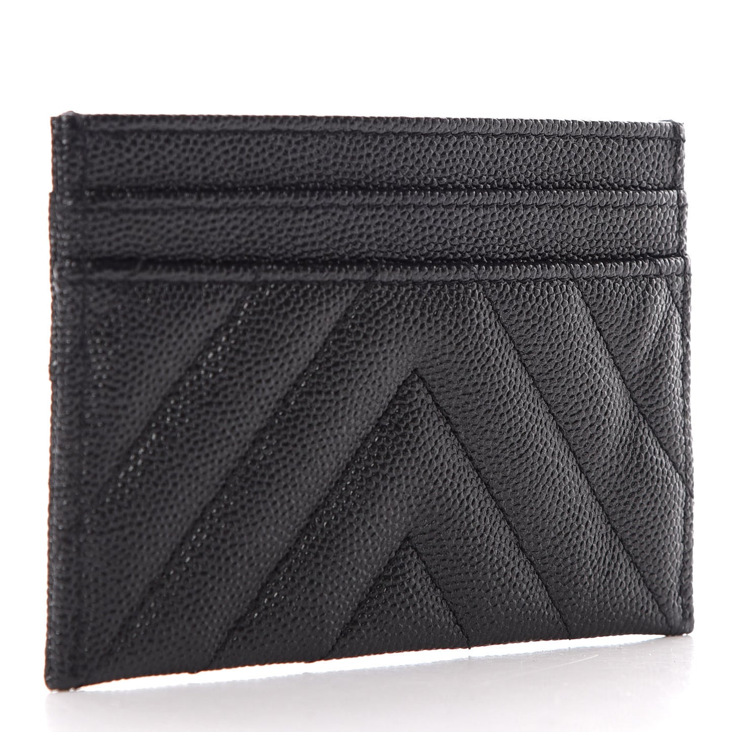 Caviar Chevron Quilted Vintage Mademoiselle Card Holder Black