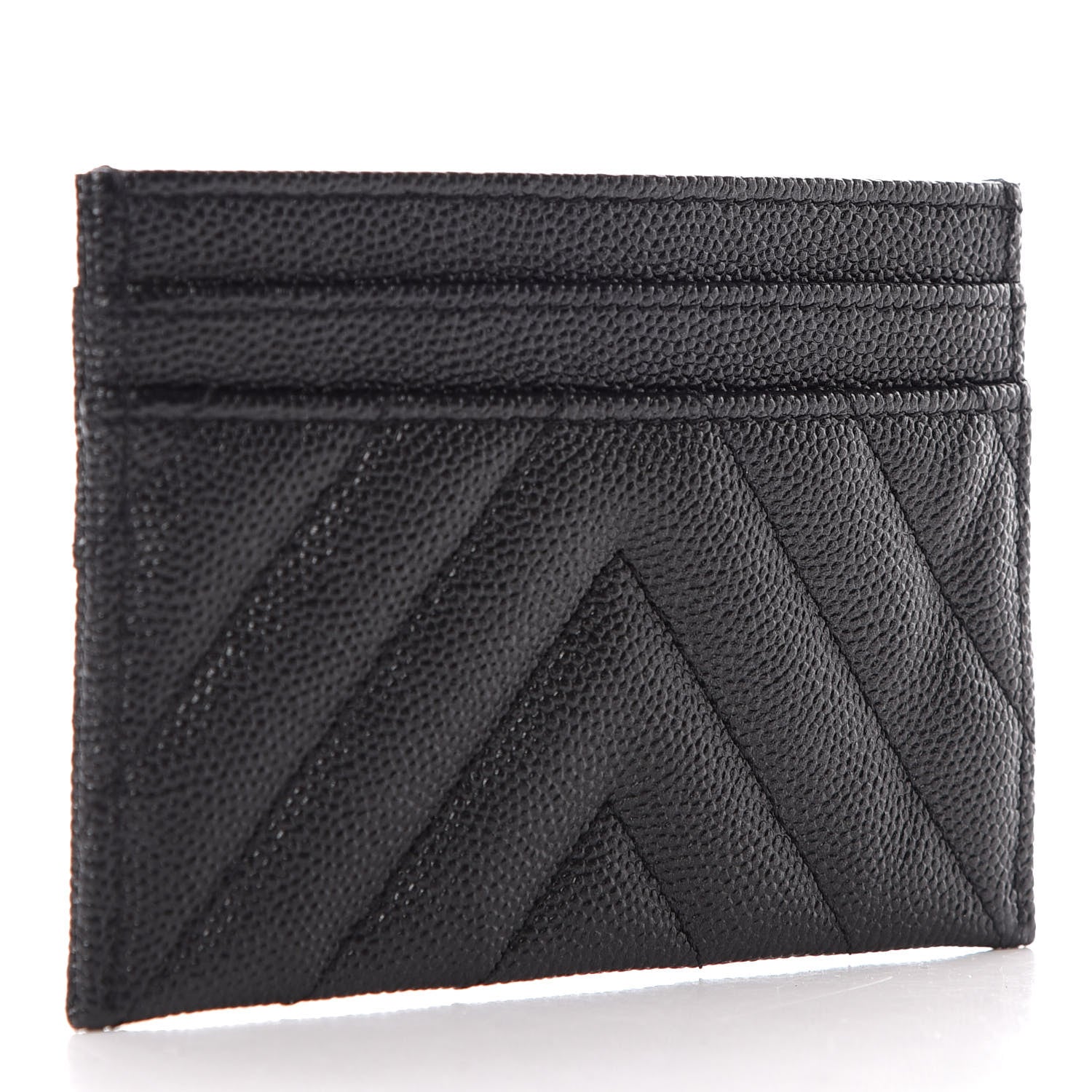 Chanel Caviar Chevron Quilted Vintage Mademoiselle Card Holder Black 3 of 10