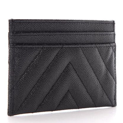 Chanel Caviar Chevron Quilted Vintage Mademoiselle Card Holder Black 3 of 10