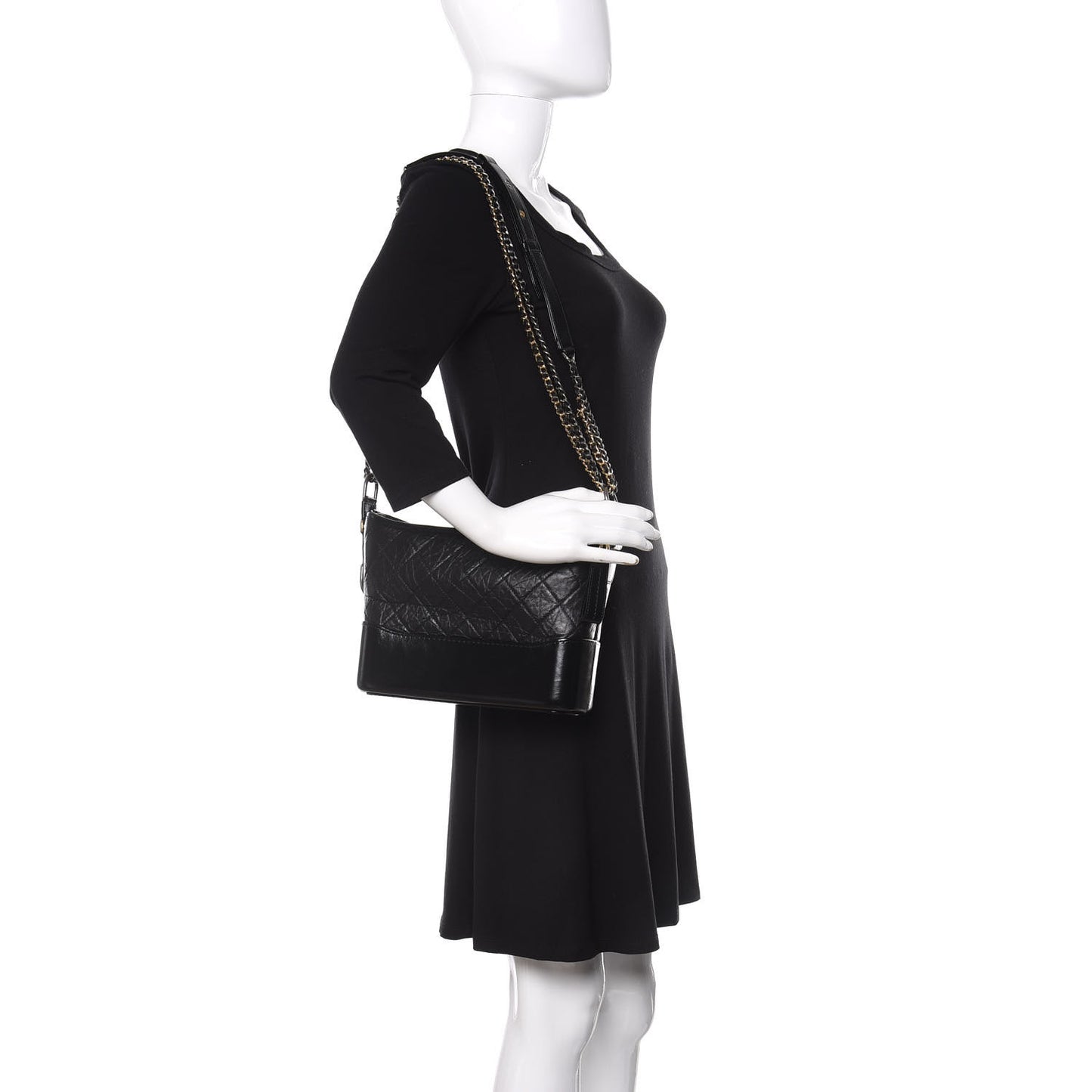 Aged Calfskin Quilted New Medium Gabrielle Hobo Black