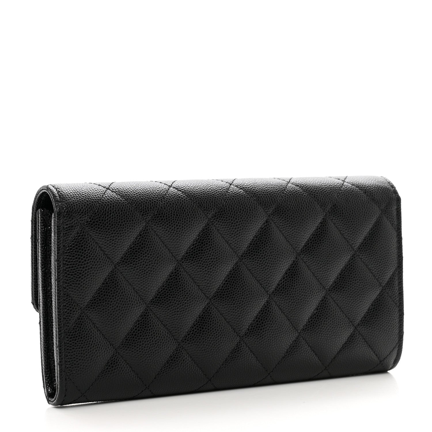 Chanel Caviar Quilted Crystal CC Large Gusset Flap Wallet Black 3 of 9